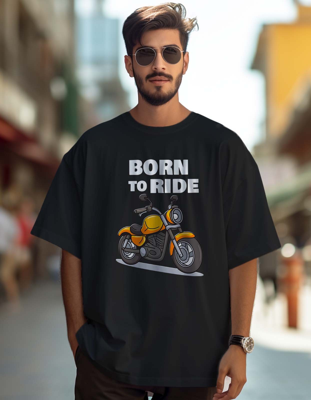 Born to Ride Oversized T shirt Black Men