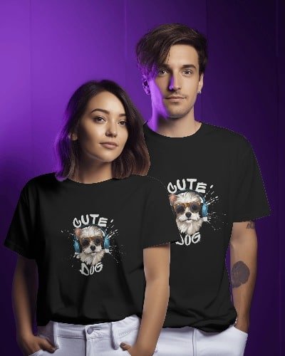 Unisex Cute Dog T-Shirt featuring an adorable dog design, perfect for dog lovers and casual outings.