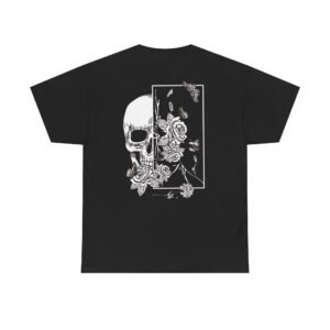 Gothic Skull and Roses Graphic T-Shirt  Dark Aesthetic Streetwear Tee with Butterflies