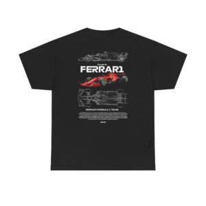 Scuderia Ferrari Formula 1 T-Shirt | Racing Car Blueprint Graphic Tee | F1 Motorsport Fan Shirt | Unisex Racing Streetwear