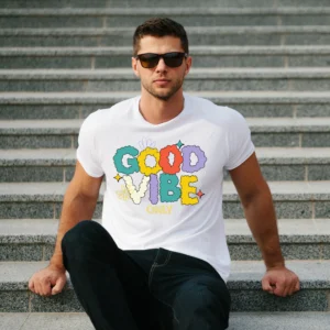 Good Vibes Tee – Stylish Retro Graphic T-Shirt for Positivity