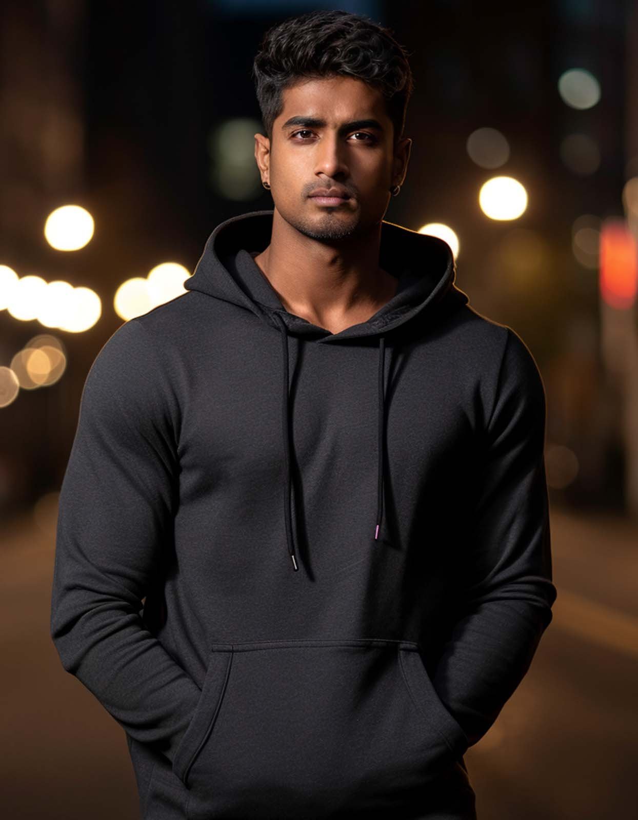 Classic Plain Black Hoodie - Unisex Minimalist Design - Image 3