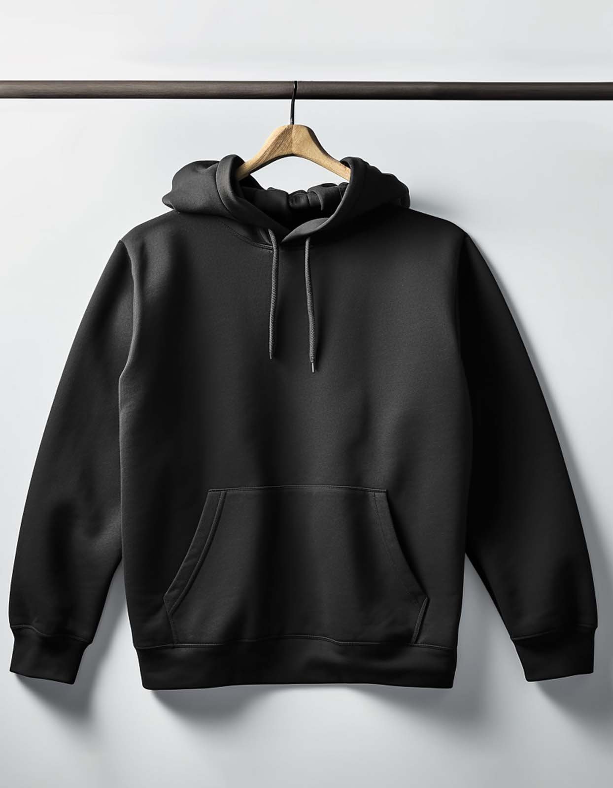 Classic Plain Black Hoodie - Unisex Minimalist Design