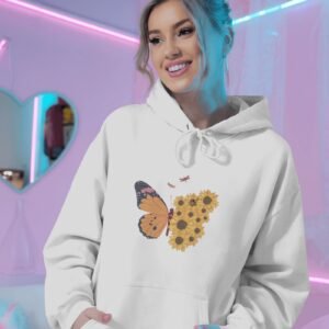 Butterfly and Sunflowers Women?s Hoodie ? Nature-Inspired Comfort and Style