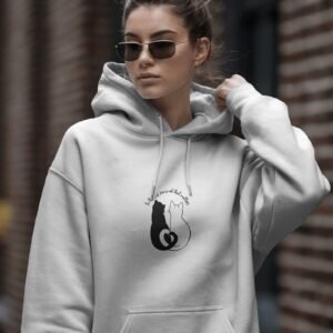 Black & White Love Cats Hoodie for Women ? Cozy & Stylish
