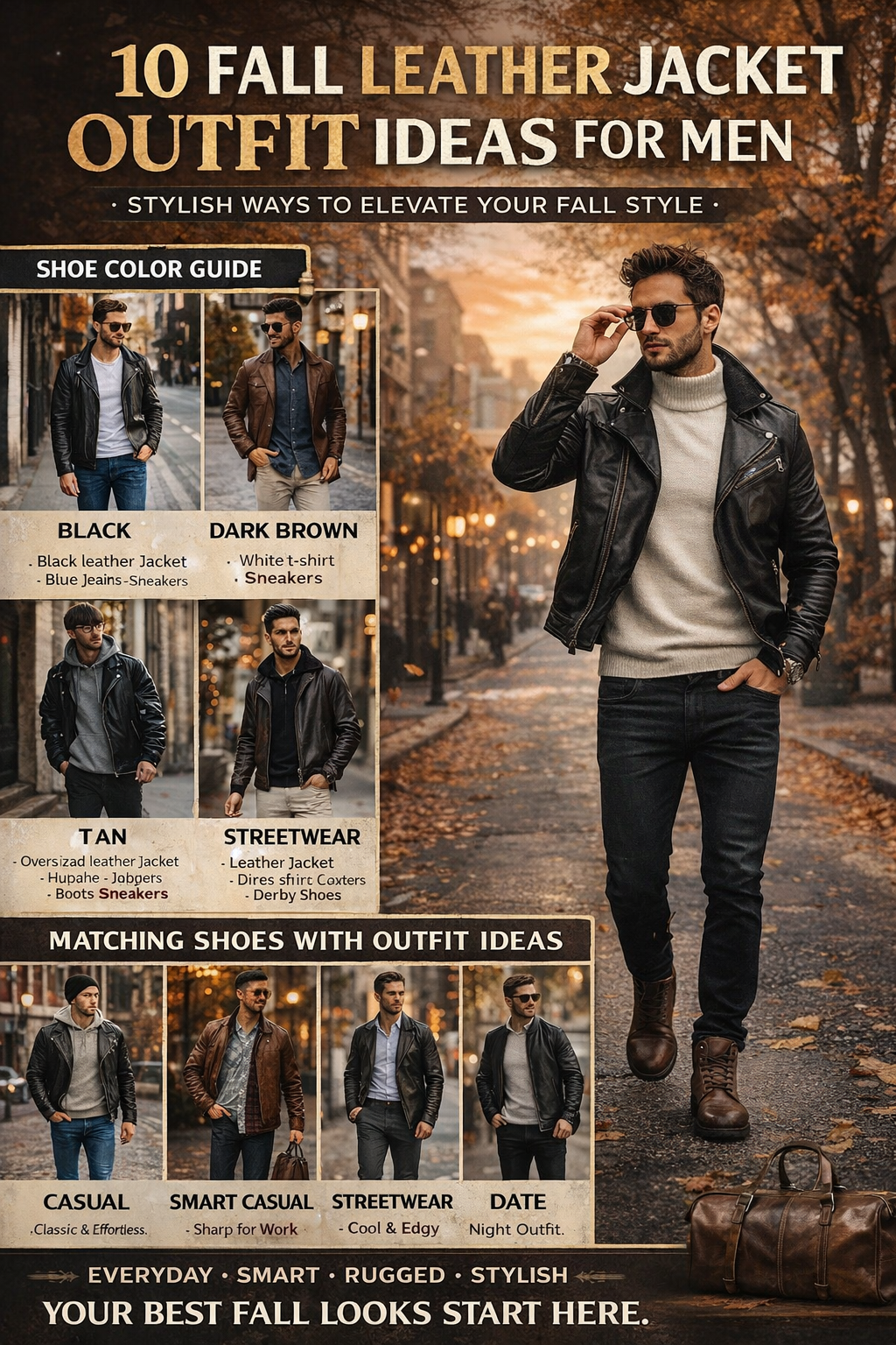 10 Fall Leather Jacket Outfit Ideas for Men (2026 Style Guide)